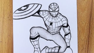 Real time drawing Spider Man step by step  Spiderman pencil sketch drawing [upl. by Kinom661]