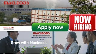 Macleods Pharmaceutical Job Macleods Pharma Ltd is inviting Applications for Dahej API Plant [upl. by Adamec616]