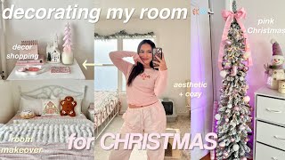 CHRISTMAS ROOM MAKEOVER 🩰❄️ decor shopping haul decorate wme  room tour [upl. by Annodal143]