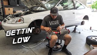 Coilover INSTALL on my 900 Honda Civic  Low and Slow [upl. by Yttak]