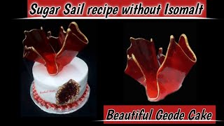 Geode cake design ‎kashafshah7554  Sugar sail recipe without isomalt [upl. by Yahiya]