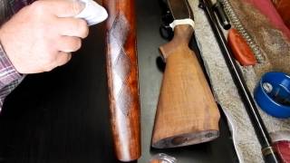 Refinishing A Gun Stock Using Boiled Linseed Oil  Winchester Model 50 Shotgun [upl. by Tabshey]