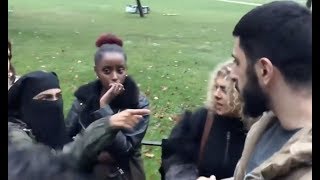 NIQABI GIRL CONFRONTS ALI DAWAH  NOT CLICK BAIT SPEAKERS CORNER [upl. by Ardnosac]