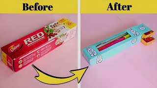 DIY pencil box with Colgate boxHow to make pencil box with Colgate box and matchbox [upl. by Ralf]