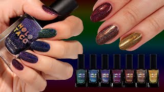 Holo Taco Dark Rainbow Nail Polish Swatches and Review [upl. by Analram]