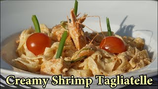 Creamy Shrimp Tagliatelle  Outdoor Cooking [upl. by Swithbart714]