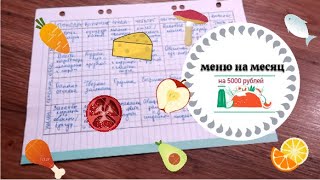 МЕНЮ НА МЕСЯЦ Как мы питаемся семьей из пяти человек на 5 тысяч рублей в месяц экономное меню [upl. by Llerref524]