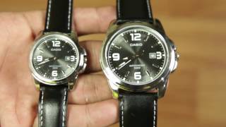 Casio COUPLE MTP LTP1314L8AV Leather strap  Black [upl. by Amehsat]