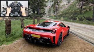 Ferrari 488 Pista  Forza Horizon 5 Steering Wheel  Paddle Shifter Gameplay [upl. by Coveney]