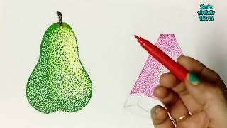 How to draw fruits in Pointillism technique  Very Easy Pointillism Drawing [upl. by Carine]