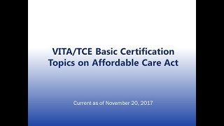 CBPP TY2017 ACA VITATCE Tax Training Webinar Basic Certification  Exemptions [upl. by Phineas603]