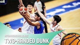 Cheng Liu with the two handed dunk on the break  FIBA Asia Challenge 2016 [upl. by Ahsinra]