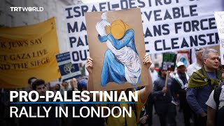 ProPalestine protesters rallied in London amid Israeli attacks [upl. by Einaj]