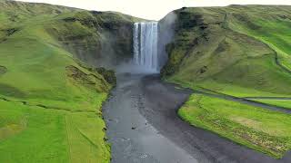 Aerial 4k drone view of Skogafoss waterfall in Iceland one of the countrys most famous attraction [upl. by Adidnere]