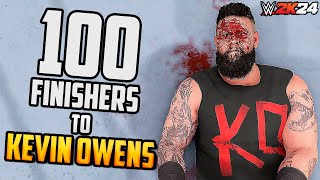 100 Finishers to Kevin Owens in WWE 2K24 [upl. by Aronos]