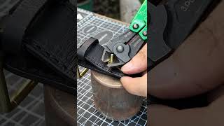 How to install copper rivetsshorts bagmaking leather bag brass shortsvideo copper rivet [upl. by Anada]