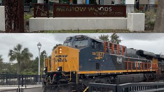 Railfanning at Meadow Woods station ft CSX 1877 11524 [upl. by Sirred]