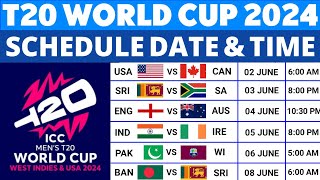 T20 World Cup 2024 Schedule Time Table  T20 World Cup 2024 Schedule  2024 T20 World Cup Schedule [upl. by Adnirb]