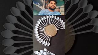 Plastic spoon craft Reaction shrots trendingshorts [upl. by Aissatsana]