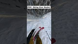 Skiing Over Rocks ⛷️😬 goproskiing snowboarding winterseason goprosnow skis skiing skitok [upl. by Wasserman]