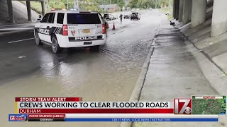 Durham crews worked to clear flooded roads Friday [upl. by Ozneral993]