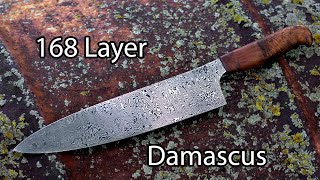 Forging a 168 Layer Damascus Chef Knife [upl. by Tedda]