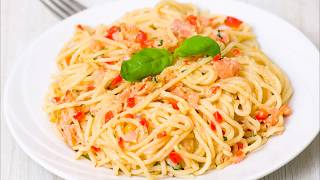 Recette  Spaghettis au saumon fumé [upl. by Mora510]