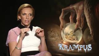 Krampus Toni Collette Official Movie Interview  ScreenSlam [upl. by Neom537]