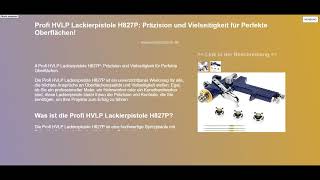 Profi HVLP Lackierpistole H827P Präzision und Vielseitigkeit für Perfekte Oberflächen [upl. by Anallese]