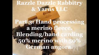 Hand processing a merino fleece part 3 Blending and hand carding 50 merino and 50 German angora [upl. by Yerak]