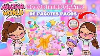 😱NOVOS ITENS GRÁTIS DE PACOTES PAGOS NO AVATAR WORLD🌷 pazu avatarworld annyegabygames [upl. by Leiso]