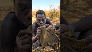 Wow Thats incredible delicious Raw meat Hadza boys enjoying middle of nowhere ‼️😲😋hadzabetribe [upl. by Studner]