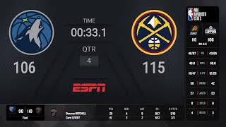 Minnesota Timberwolves  Denver Nuggets  NBA on ESPN Live Scoreboard [upl. by Ahseirej]