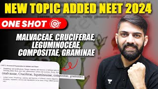 One Shot on New Familes For NEET 2024  Malvaceae  Cruciferae  New NCERT  NEET 2024 [upl. by Ioved]