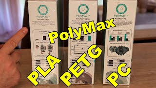 Polymaker PolyMax filaments PLA PETG PC  Which is best for functional 3D printed parts [upl. by Aniara]