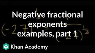 Negative fractional exponent examples  Algebra I  Khan Academy [upl. by Ocsic]