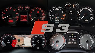 Audi S3  ACCELERATION Battle  8l vs 8p vs 8v vs 8y [upl. by Eleumas]