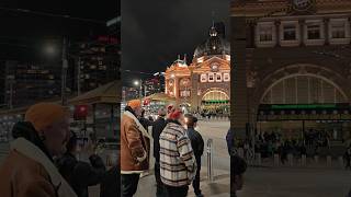 Flinders Street Melbourne travel melbournebusker streetphotography australiancity kpop [upl. by Ahsena]