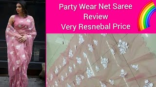 Meesho Party Wear Net SareeFull Work Saree Online Shopping Review With Shivani [upl. by Reiter]