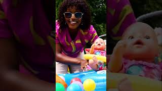 The baby doll is sailing on a floating boat 🏊‍♀️Doll swimming pool fun Playing with toys shorts [upl. by Adnirol324]