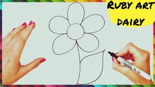 How To Draw A Flower Step By Step 🌼 Flower Drawing Easy [upl. by Pomona]