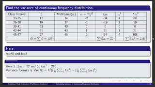 Video 83 Data Science and AI  Measures of Dispersion  Variance of Continuous Freq Distribution [upl. by Kimitri405]