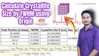 How to calculate Crystallite Size by FWHM using Origin Kiran Thakur [upl. by Ylecic]