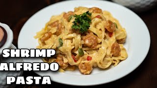 THE BEST HOMEMADE CREAMY SHRIMP ALFREDO RECIPE  SHRIMP ALFREDO PASTA [upl. by Esinej]