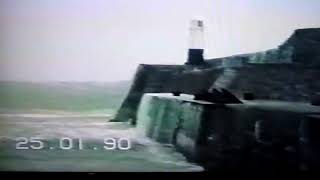 Porthcawl pier storm surge January 25th 1990 video by Colin Prosser [upl. by Bouton844]