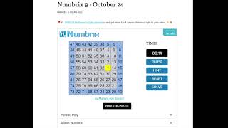 AI Solve Daily Numbrix 9 Puzzle 10242024 ASMR [upl. by Eisen529]