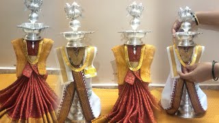 ದೀಪ ಸ್ತಂಭಕೆ ಅಲಂಕಾರ ಮಾಡುವ ವಿಧಾನ 🪷✨Lamp Decoration  How to drape saree and dhoti for Lamp vlogslike [upl. by Anitsirc]