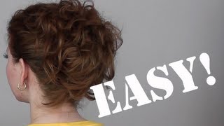 Hair Tutorial A Quick Easy and Messy Updo for Curly Hair [upl. by Gerk346]