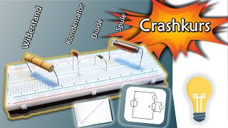 CRASHKURS Widerstand Kondensator Diode und Spule  Spannung und Strom  Gleichstromtechnik 20 [upl. by Eca737]