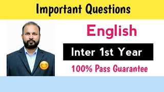 ts inter 1st year english important questions 2024  Inter 1st Year english imp questions 2024 [upl. by Anilatsyrc]